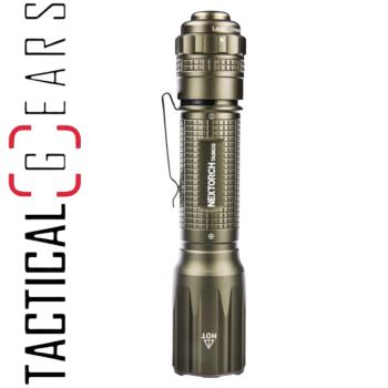 NEXTORCH TA30CG K.I.S.S. 1600 LUMEN TACTICAL LED TASCHENLAMPE GRÜN MIT NANO- KERAMIK GLASBRECHER, STROBOSKOPFUNKTION INKL. GLEICHFARBIGER FR-1 FÜHRUNGSHILFE